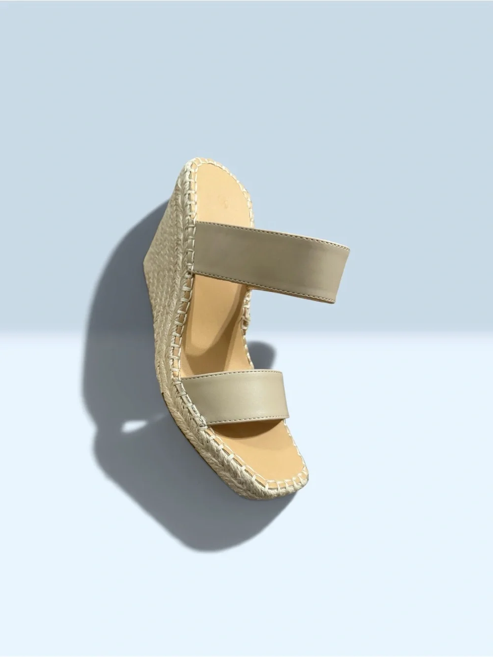 Neutral Double-Strap Espadrille Wedge Sandals - Beige